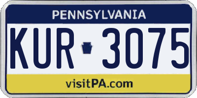 PA license plate KUR3075