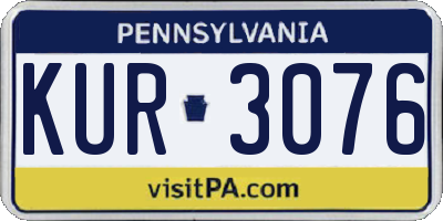 PA license plate KUR3076