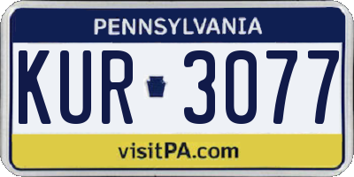 PA license plate KUR3077