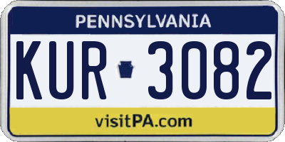 PA license plate KUR3082