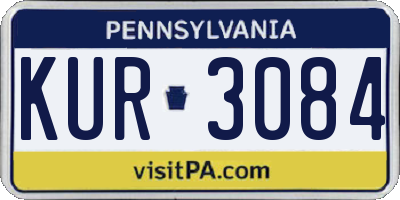 PA license plate KUR3084