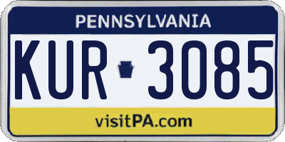 PA license plate KUR3085