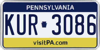 PA license plate KUR3086
