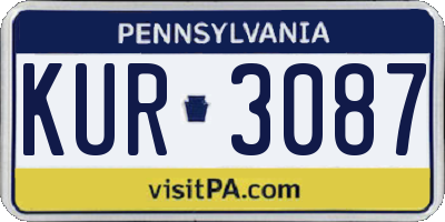 PA license plate KUR3087