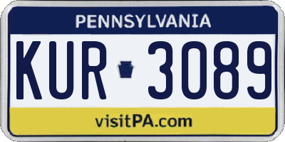 PA license plate KUR3089