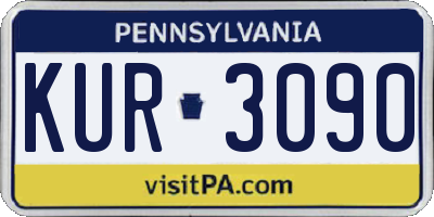 PA license plate KUR3090
