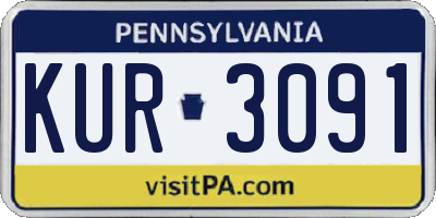 PA license plate KUR3091