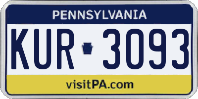 PA license plate KUR3093