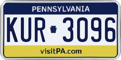 PA license plate KUR3096