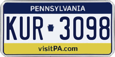 PA license plate KUR3098