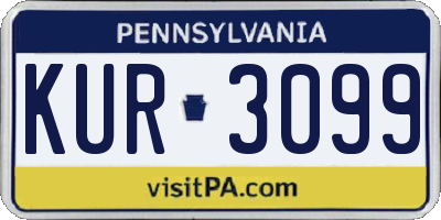PA license plate KUR3099