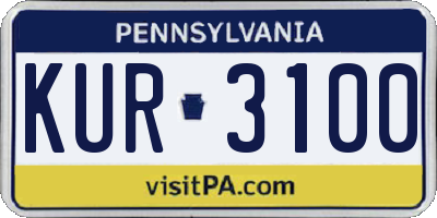PA license plate KUR3100