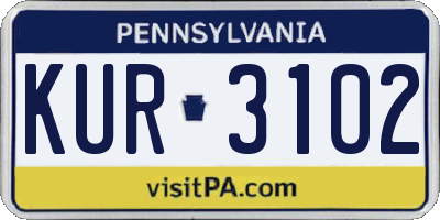 PA license plate KUR3102