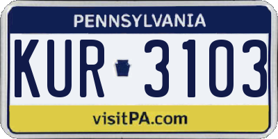 PA license plate KUR3103