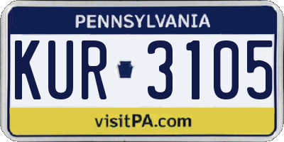 PA license plate KUR3105