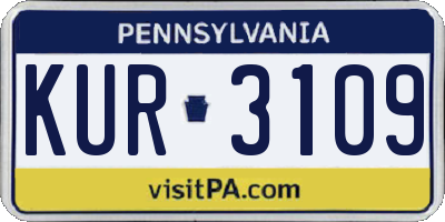 PA license plate KUR3109