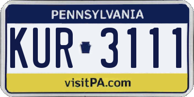PA license plate KUR3111