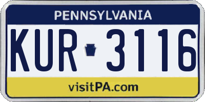 PA license plate KUR3116