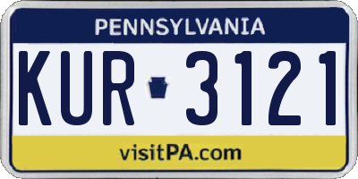 PA license plate KUR3121