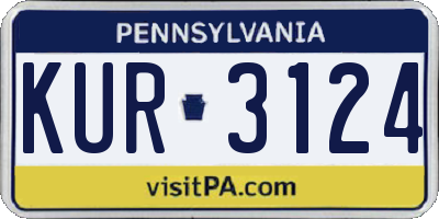 PA license plate KUR3124