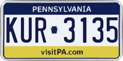 PA license plate KUR3135