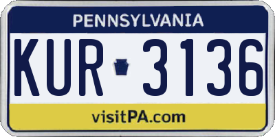 PA license plate KUR3136