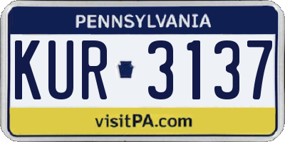 PA license plate KUR3137