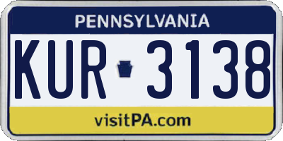 PA license plate KUR3138