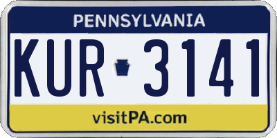 PA license plate KUR3141