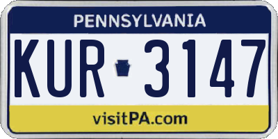 PA license plate KUR3147