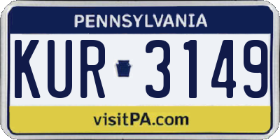 PA license plate KUR3149