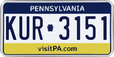 PA license plate KUR3151