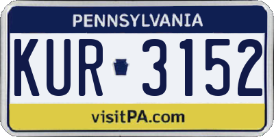 PA license plate KUR3152
