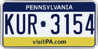 PA license plate KUR3154