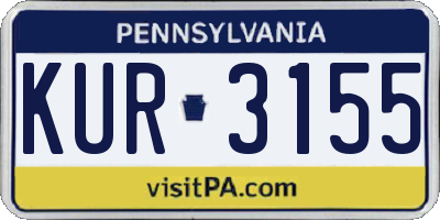 PA license plate KUR3155