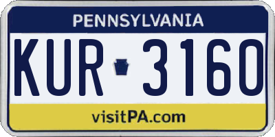 PA license plate KUR3160