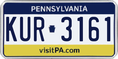 PA license plate KUR3161