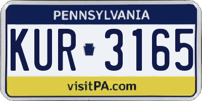 PA license plate KUR3165