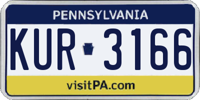 PA license plate KUR3166