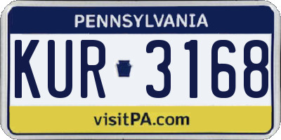 PA license plate KUR3168