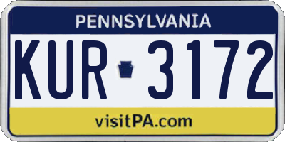 PA license plate KUR3172