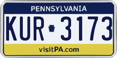 PA license plate KUR3173