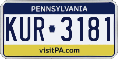 PA license plate KUR3181