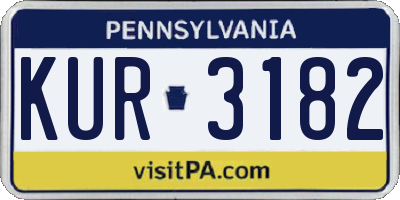 PA license plate KUR3182