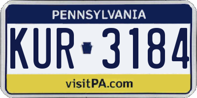PA license plate KUR3184