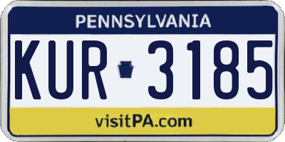 PA license plate KUR3185