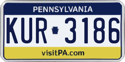 PA license plate KUR3186