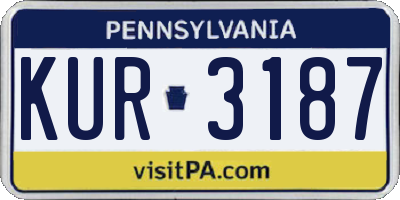 PA license plate KUR3187