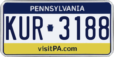 PA license plate KUR3188