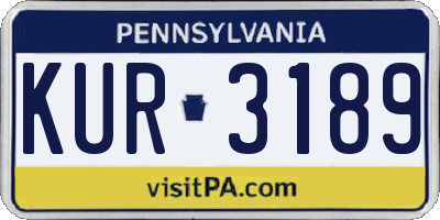 PA license plate KUR3189